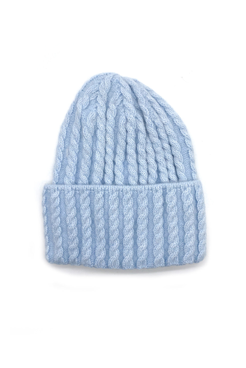 Soft Cable Knit Beanie Hat - Grey, Blue, Pink & Beige