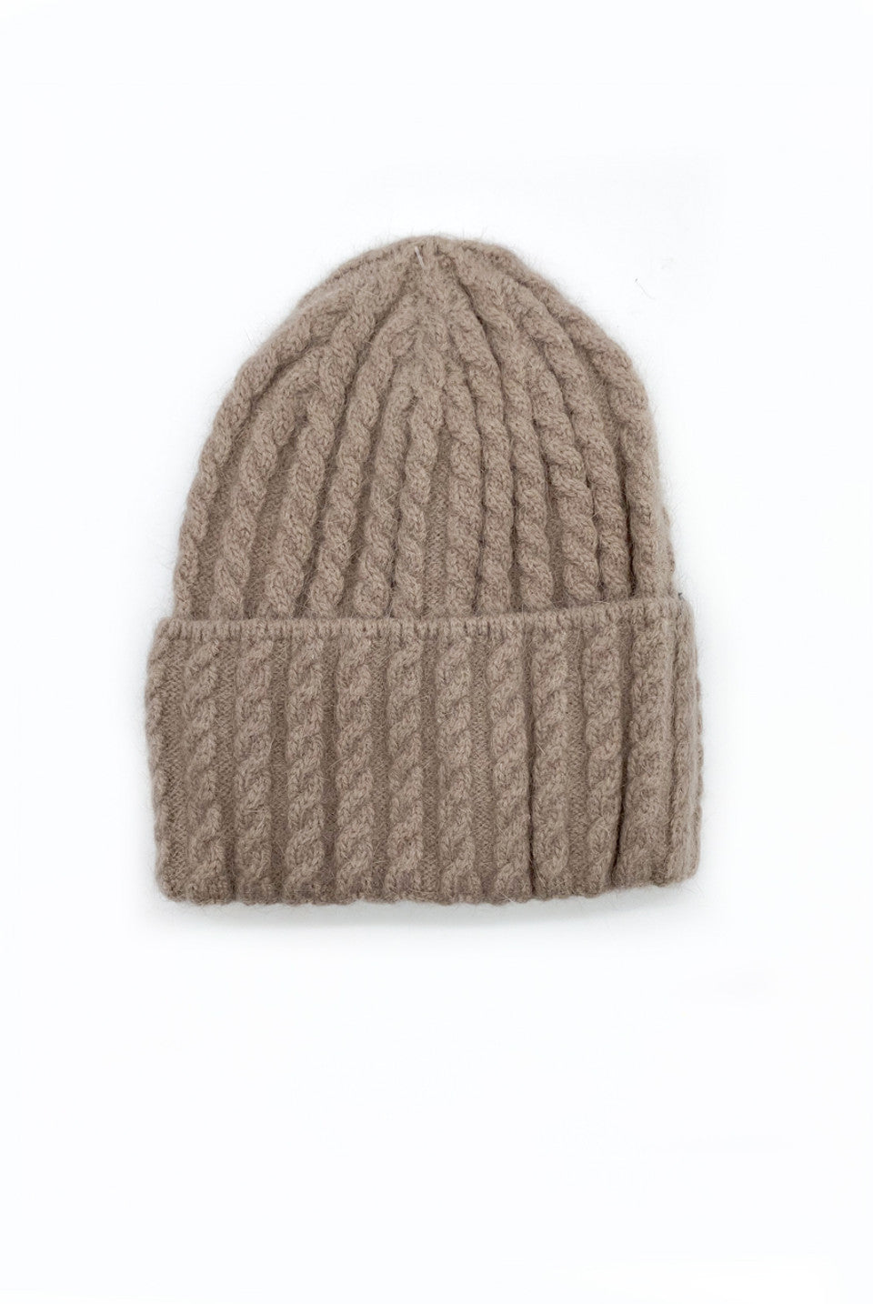 Soft Cable Knit Beanie Hat - Grey, Blue, Pink & Beige