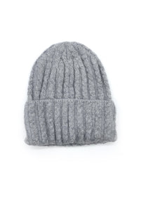 Soft Cable Knit Beanie Hat - Grey, Blue, Pink & Beige