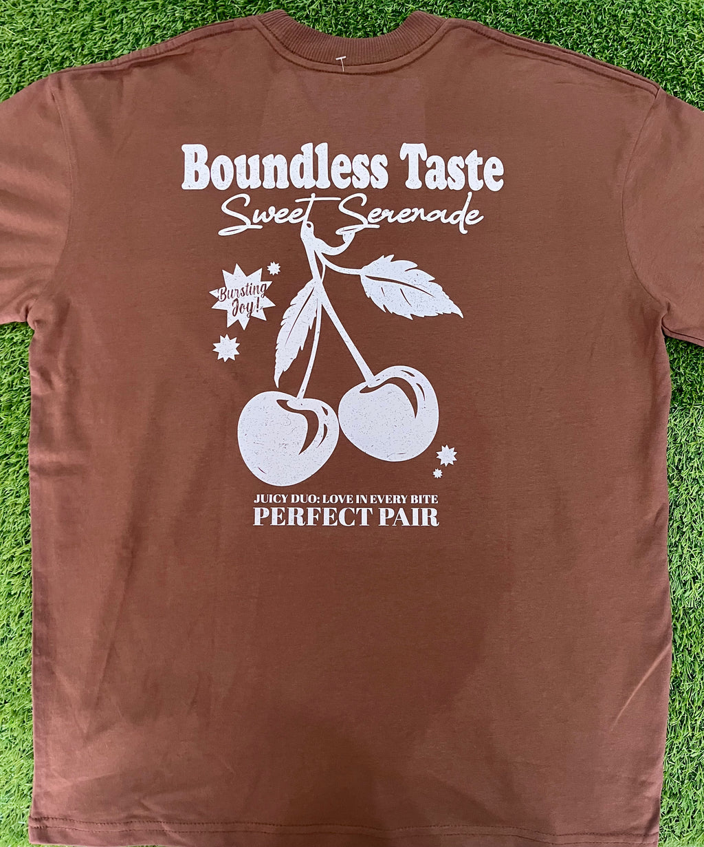 Cherries Oversized T-Shirt - Brown