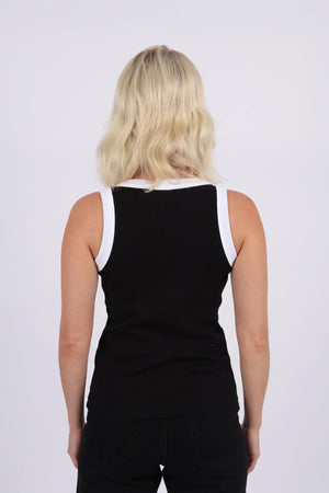 Amour Embroidered Vest Top - Black