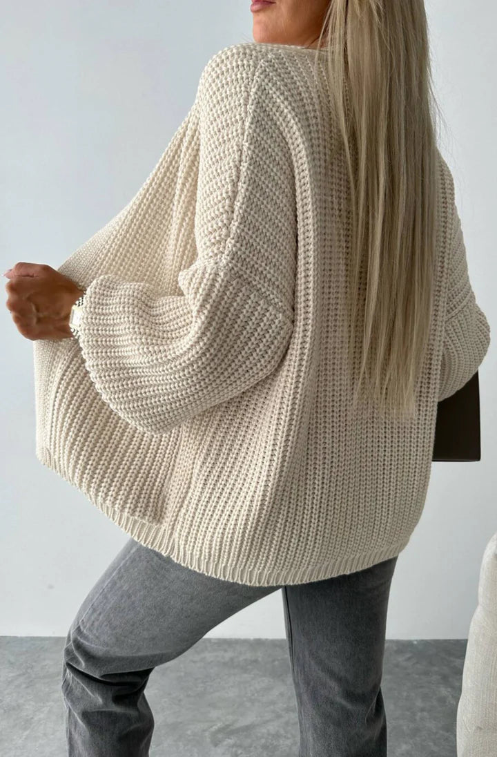 Pocket Detail Knitted Cardigan - Cream