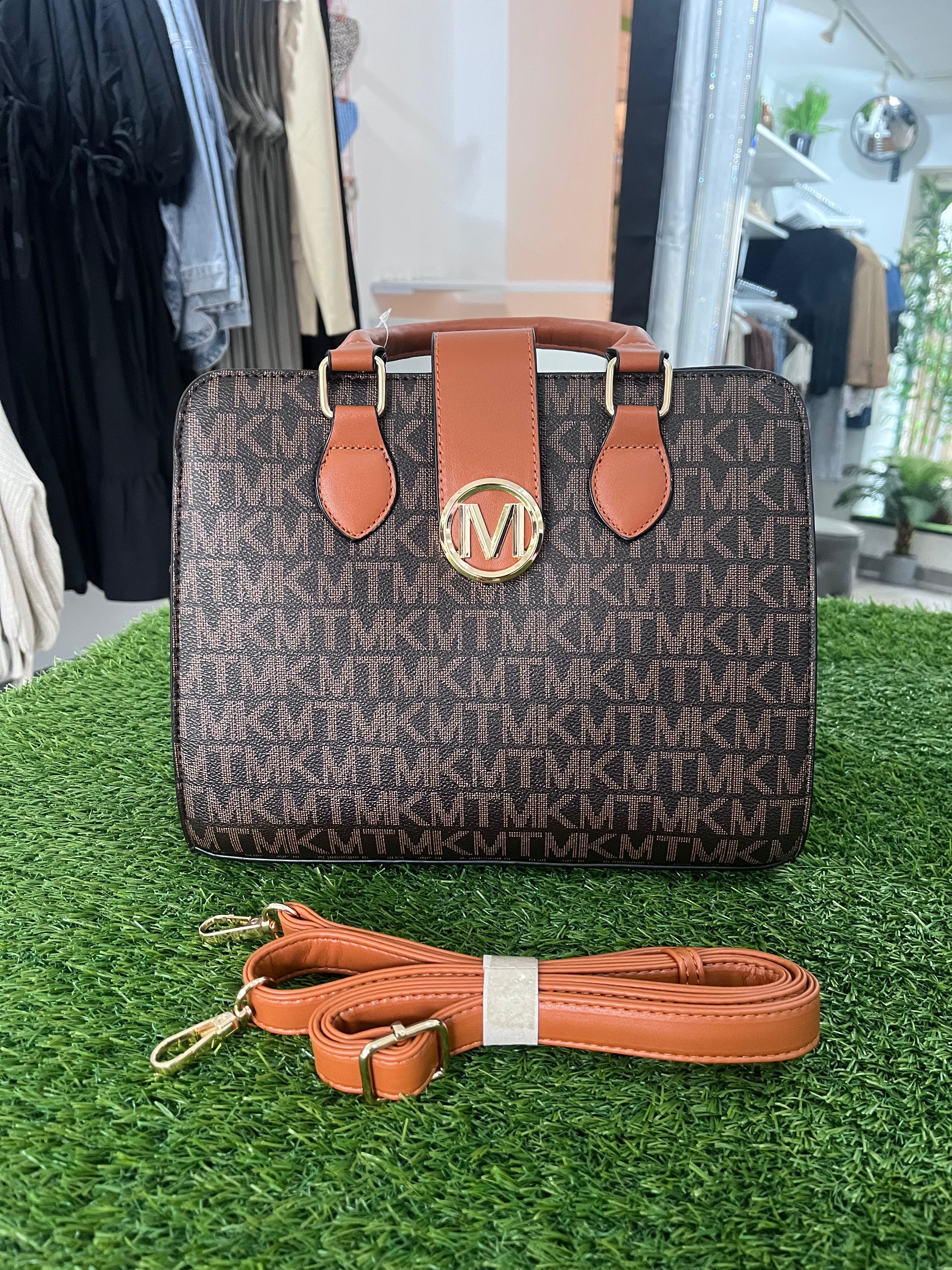 Brown & Tan MK Print Handbag & Crossbody Bag