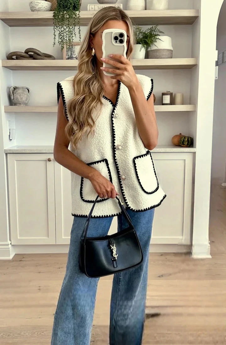 Boucle Style Sleeveless Gilet Vest