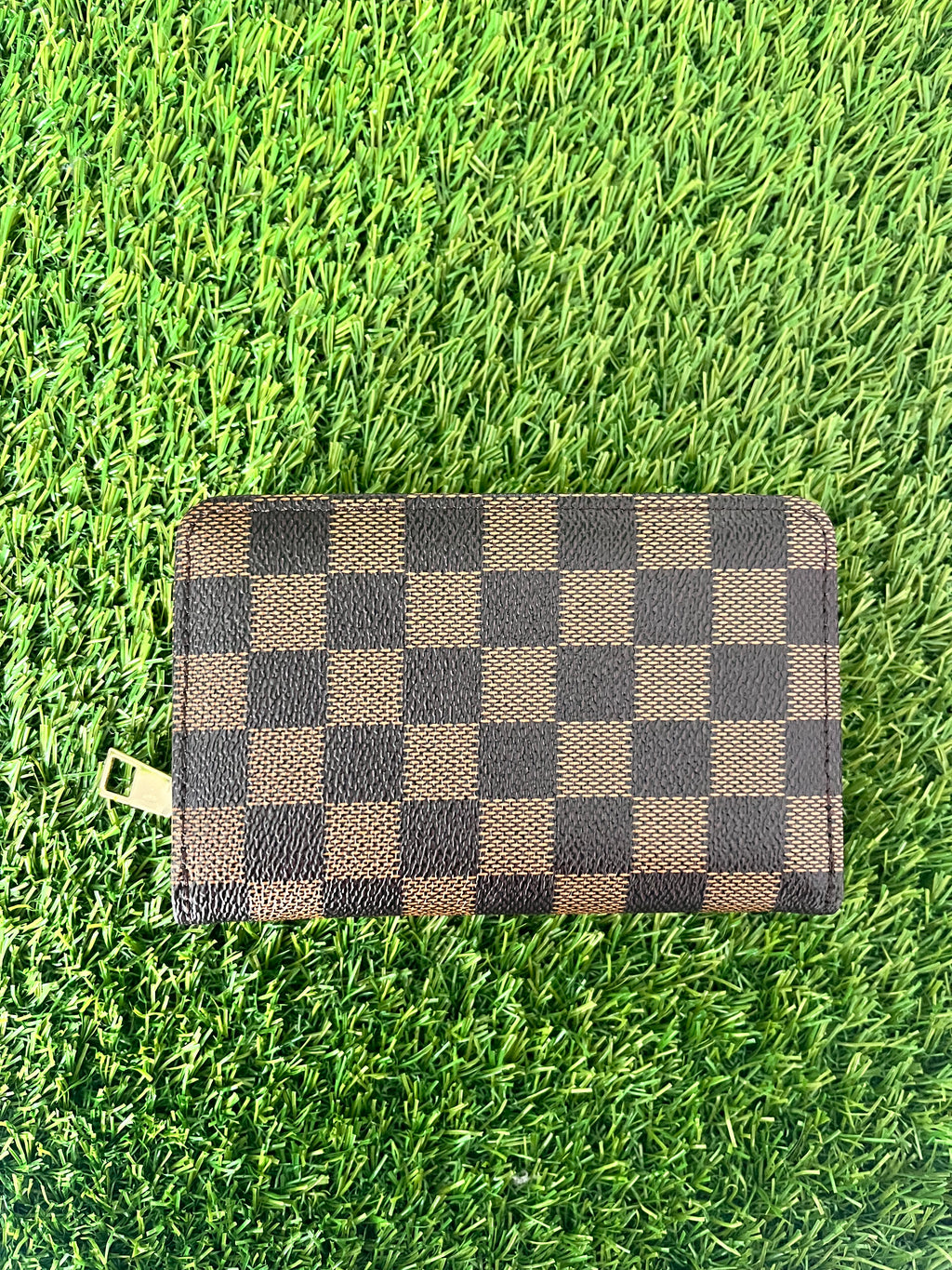 Brown Checkered Purse