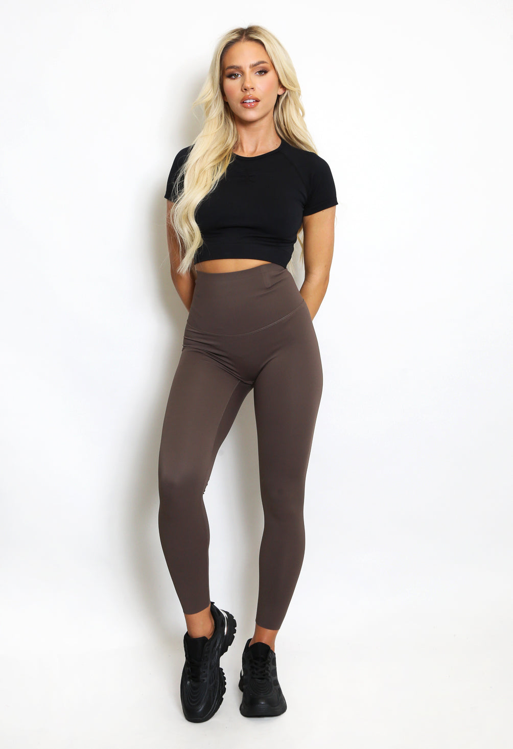 High Waisted Sports Energy Leggings - Chocolate