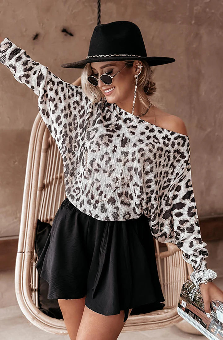 Leopard Print Batwing Top