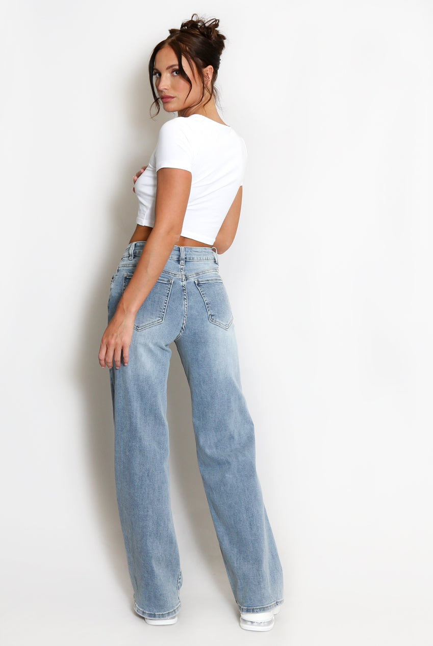 Mid Blue Wide Leg jeans